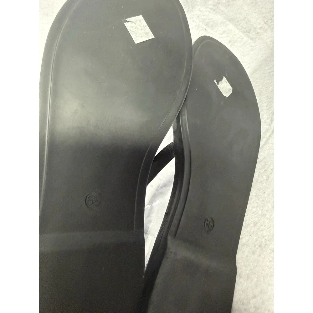 Crown Vintage Women's Elina's, Ankle Strap Black Leather Sandals, Size 6.5